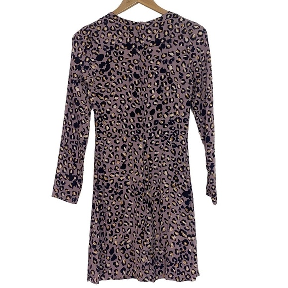 H&M lavender long sleeve leopard print sheath dress Size 4 - Picture 7 of 8